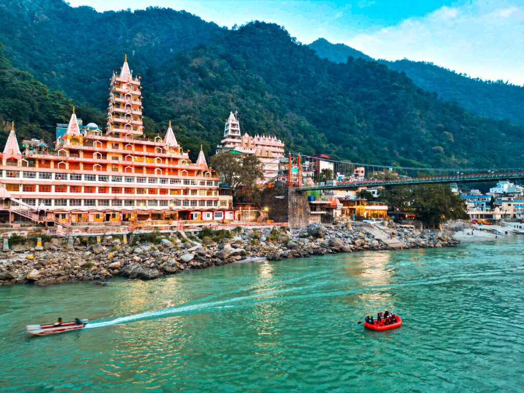 Laxman Jhula bridge rishikesh during yoga retreat with himangee